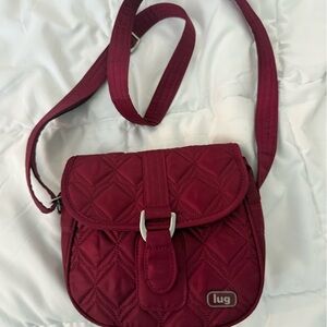 Lug Quilted Wine Crossbody Bag